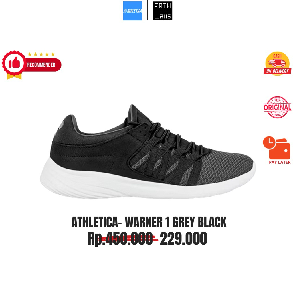 Sepatu Geoff Max Athletica Original - Warner 1 Dark Grey | Sepatu Olahraga Pria Wanita | Running Jog