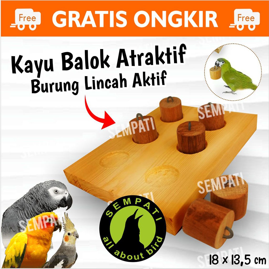 SEMPATI Mainan Burung Parrot Parkit Puzzle Toys Gigitan Cokotan Burung Kayu Balok Mainan Burung Paro