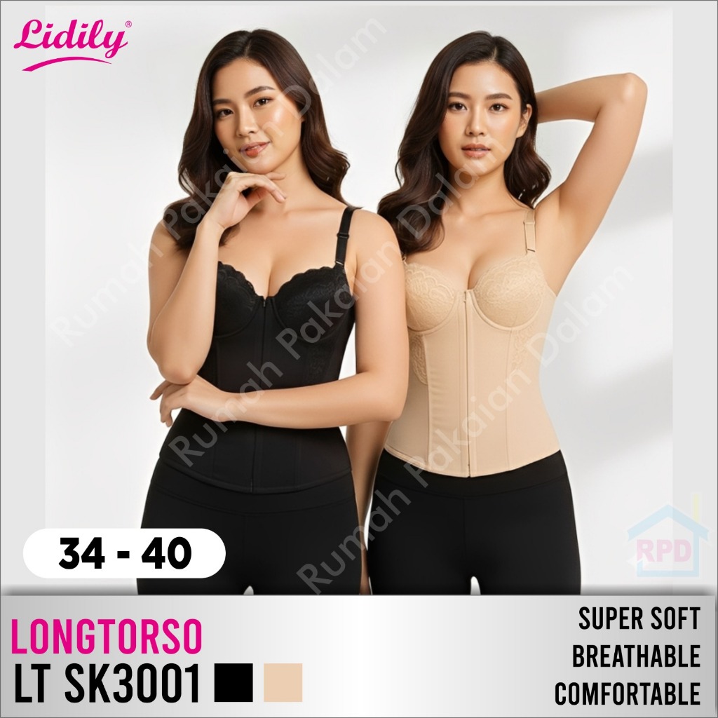 Lidily - Longtorso Premium Body Shaper Pelangsing Dalaman Kebaya | 100% ORI LIDILY | Bustier Push Up