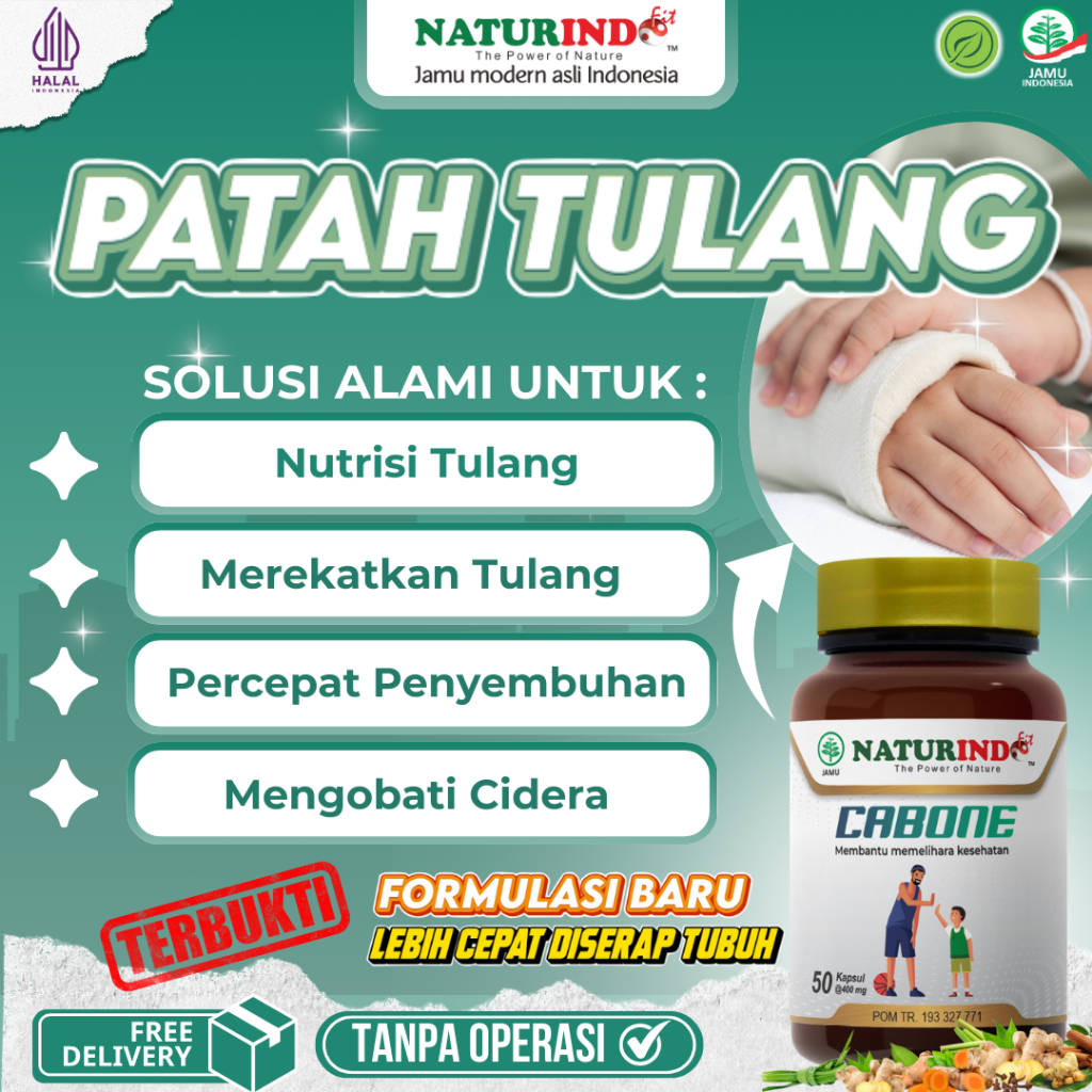 Cabone Obat Patah Tulang Ampuh Halal 50 Kapsul || Cabone Obat Patah Tulang Pereda Nyeri Halal