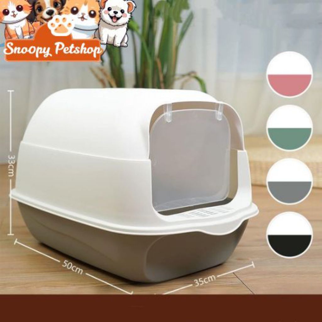 Pet Litter Box Kucing Tertutup Bak Toilet Pasir Kucing Besar