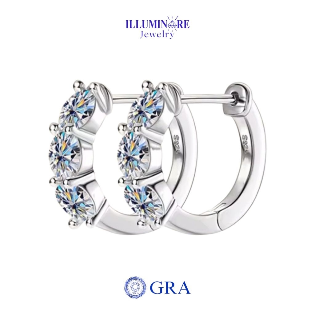 Anting Klip Wanita Berlian Moissanite Perak S925 18K Gold Plating | Illuminare Jewelry