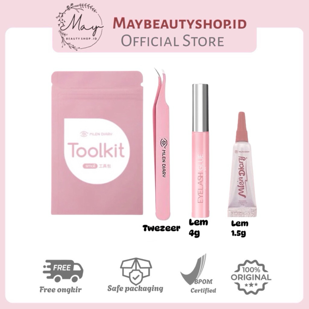 MLEN DIARY Travel Kit 2 In 1 Eyelash Glue + Tweezers | Pinset | Lem