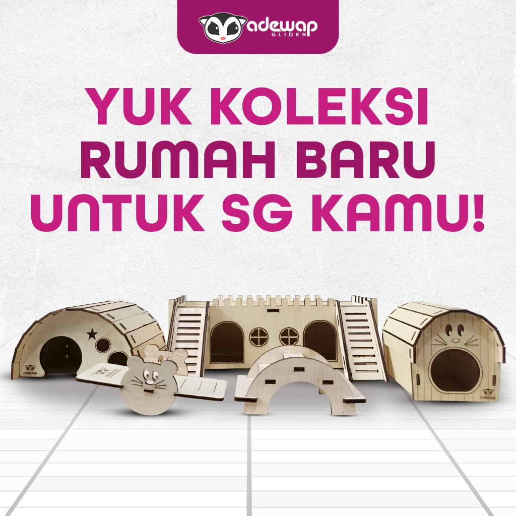 ADEWAP GLIDER House Cabin  Laser Cut Rumah Kayu Sugar Glider Hamster Marmut Tempat Bersembunyi & Bermain Hewan Kecil