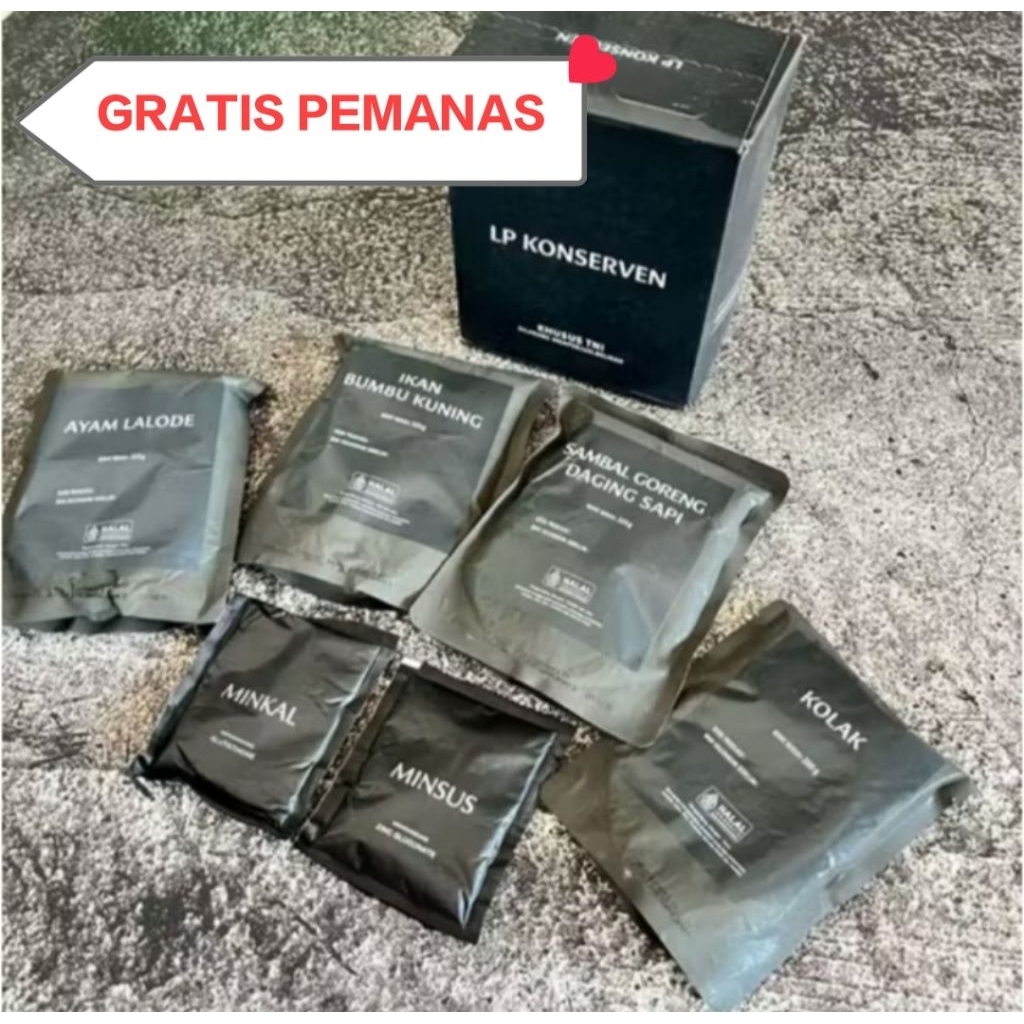 RANSUM TNI LAUK PAUK/ RANSUM TNI LP KONSERVEN GRATIS PEMANAS  EXP JULI 2026