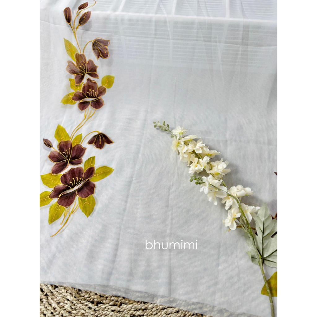 Kain Kebaya Sifon Lukis / Kain Lukis Bunga / Kain Kebaya