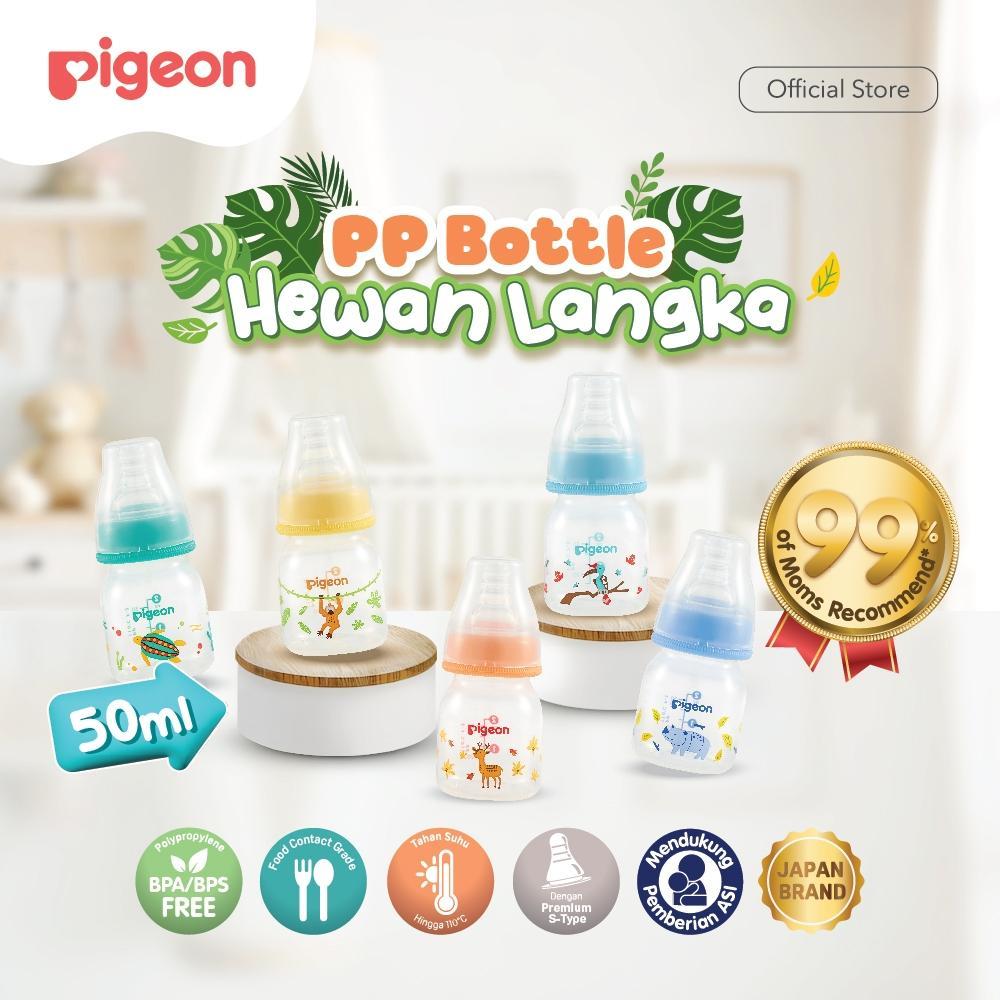 PIGEON Botol Slim Neck PP RP 50ml Hewan Langka w/S-Type Nipple | Original Asli | Pilih Variasi | Bot