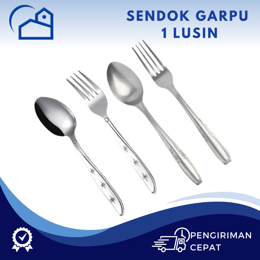 HOMESTATION - Sendok Makan Stainless Steel Sendok Makan 1 Lusin Tebal Polos Stainless Steel
