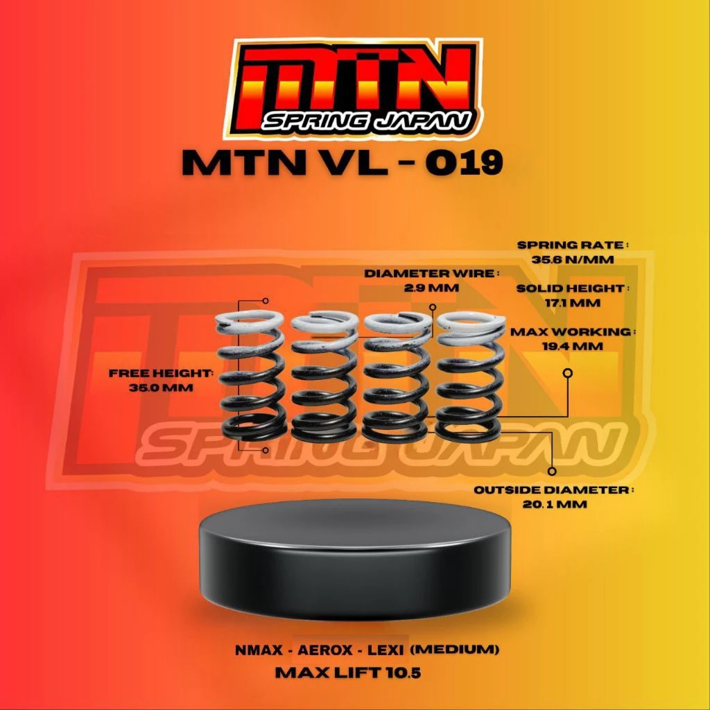 MTN VL 019 Per Klep Jepang Nmax Aerox Lexi 35mm Medium Grade Original MTN Spring Japan