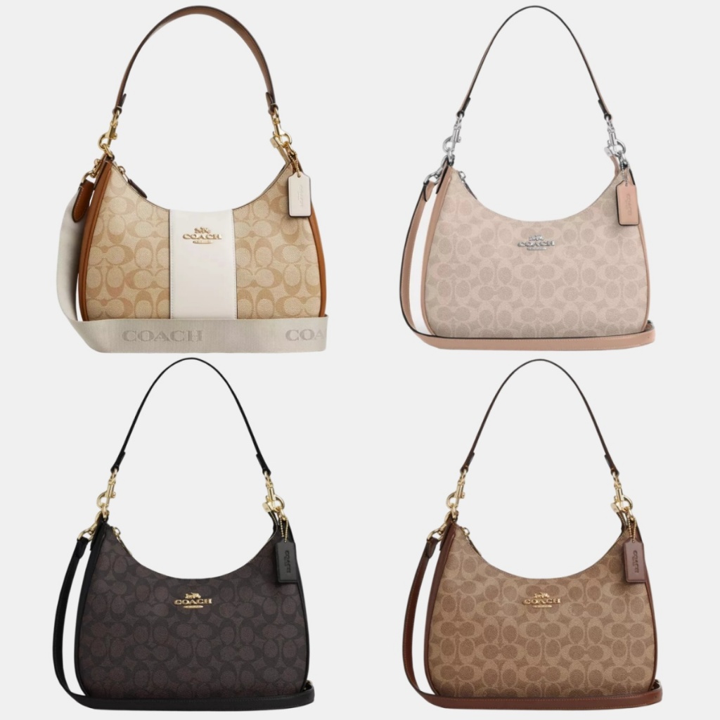 Coach Big Teri Hobo Bag In Signature Canvas With Stripe Coach Shoulder Bag Big Size Coach Messenger 