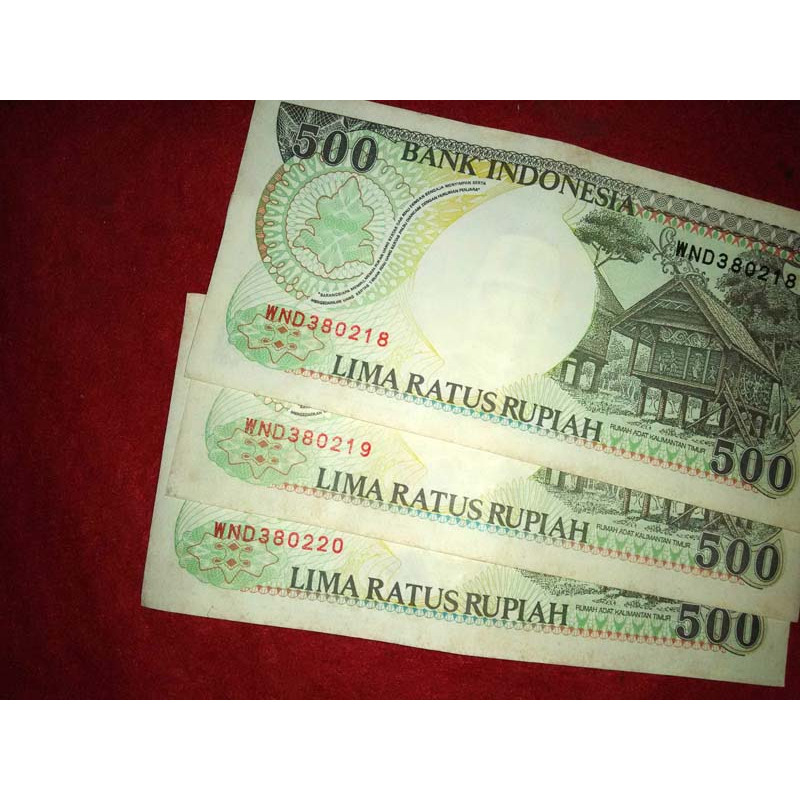 Paket Serial No Urut Uang Kertas 500 tahun 1992 - Asli