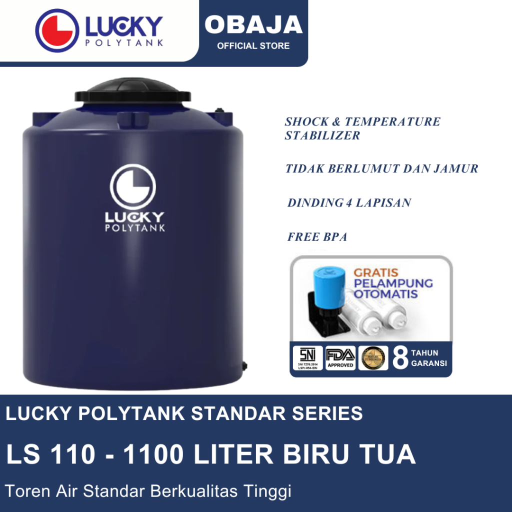 Lucky Polytank Toren Air LS 110 Biru Tua / Toren Air 1100 Liter Biru Tua  Lucky Polytank