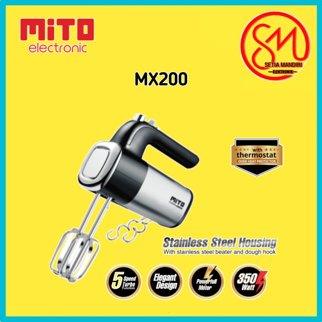 MITO MX200 Hand Mixer Pengocok Adonan Kue 5 Kecepatan Garansi Resmi