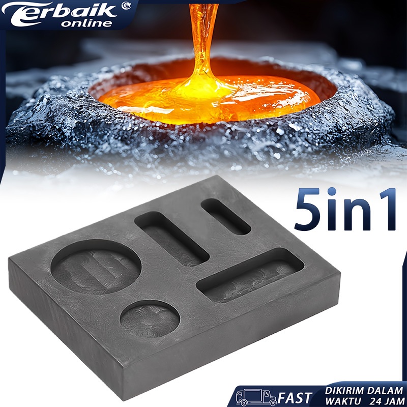 Graphite Ingot Mould 5 In 1 Cetakan Ingot Grafit High Density Emas Silver Aluminium Kaca Bulat Koin