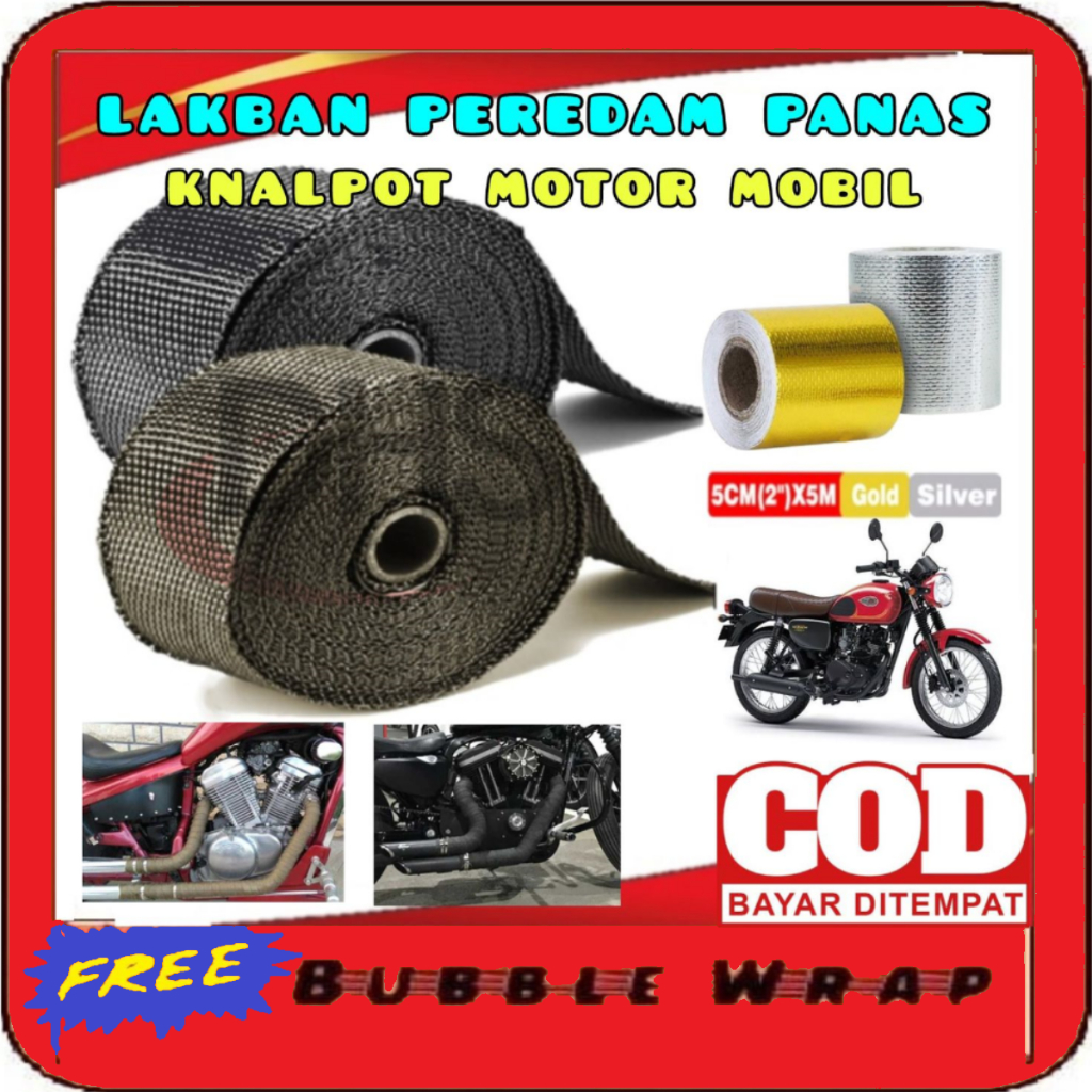 [Permeter] Lakban kain Peredam anti Panas Knalpot Motor Mobil Exhaust Wrap Original lapisan penahan 