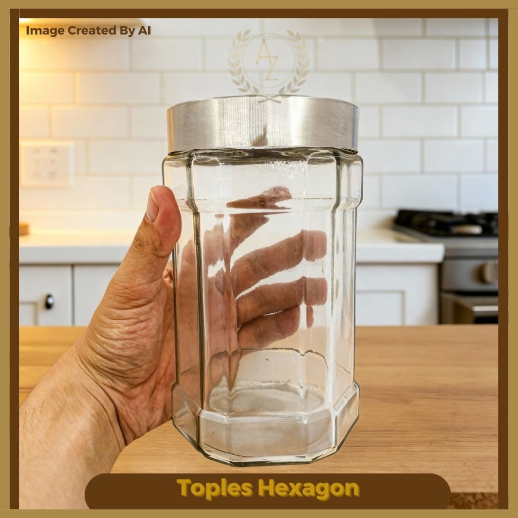 Toples Hexagon Tutup stainles dengan corak polos - 1 pcs kapasitas teko 1L dengan bentuk memanjang