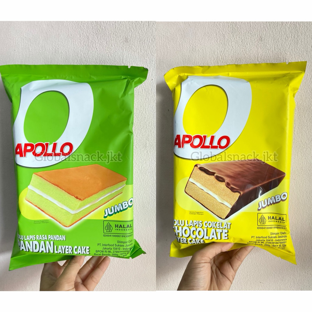 APOLLO LAYER CAKE PANDAN/CHOCOLATE JUMBO 200g