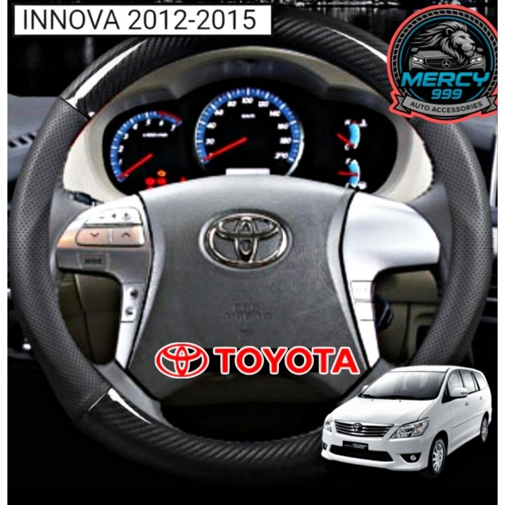 Cover Sarung Stir Setir Kulit Karbon Carbon Mobil Toyota Innova 2KD 2008-2012 Premium