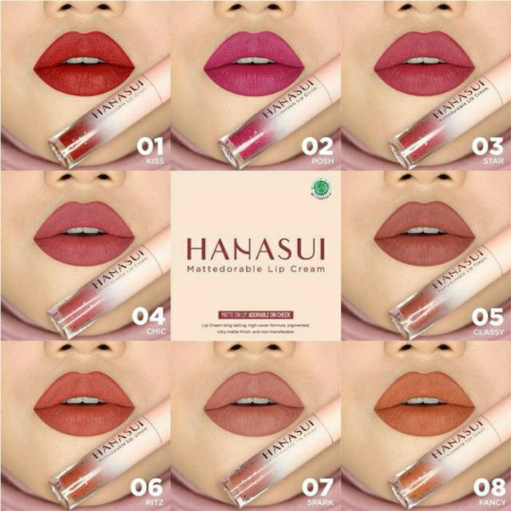 1 Box Lipceram Hanasui isi 12pcs || 12pcs lipcream HANASUI MATTEDORABLE TAHAN LAMA