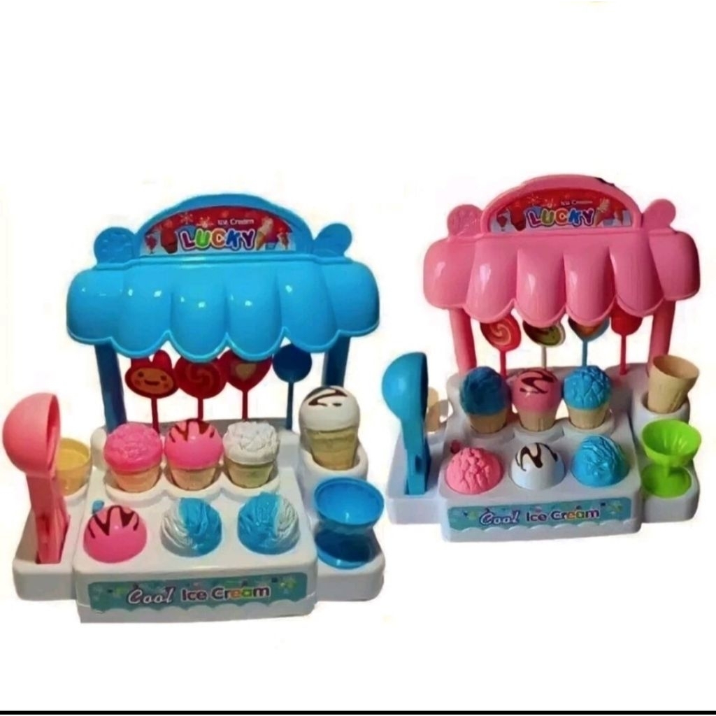 Mainan anak edukasi jualan es krim bisa nyala lampu dan musik lucu ice cream shop