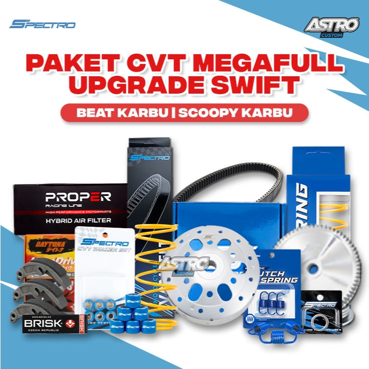 Mega Super Full Upgrade CVT Beat Karbu Scoopy Karbu Mangkok Kampas Ganda Spectro Racing