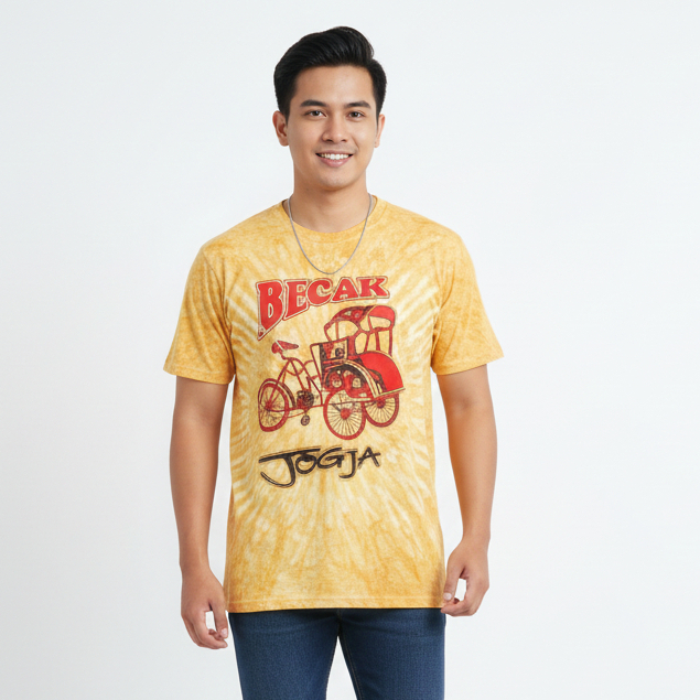 Kaos Becak Jogja Tie Dye Pria Wanita Baju Atasan Distro Streetwear Aesthetic Oleh Oleh Khas Jogja