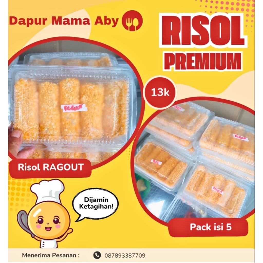 Risol Risoles Ragout Cemilan pack isi 5 aneka mix ayam sayuran premium Frozen Food