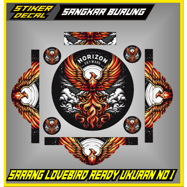AMB - Stiker Decal Sangkar Burung Lovebird No.1 / diameter 33cm Kurungan Burung