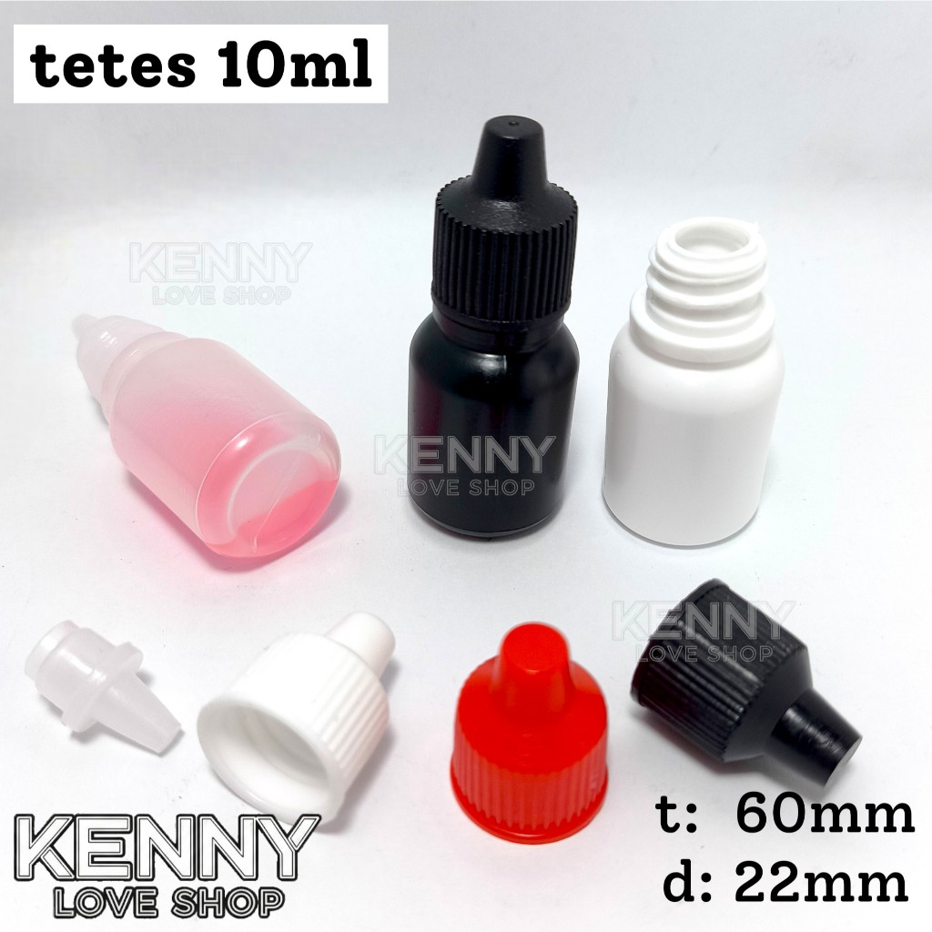 isi 10pcs - CC BOTOL TETES 10 ml LUBANG POLOS plastik 10ml putih natural hitam