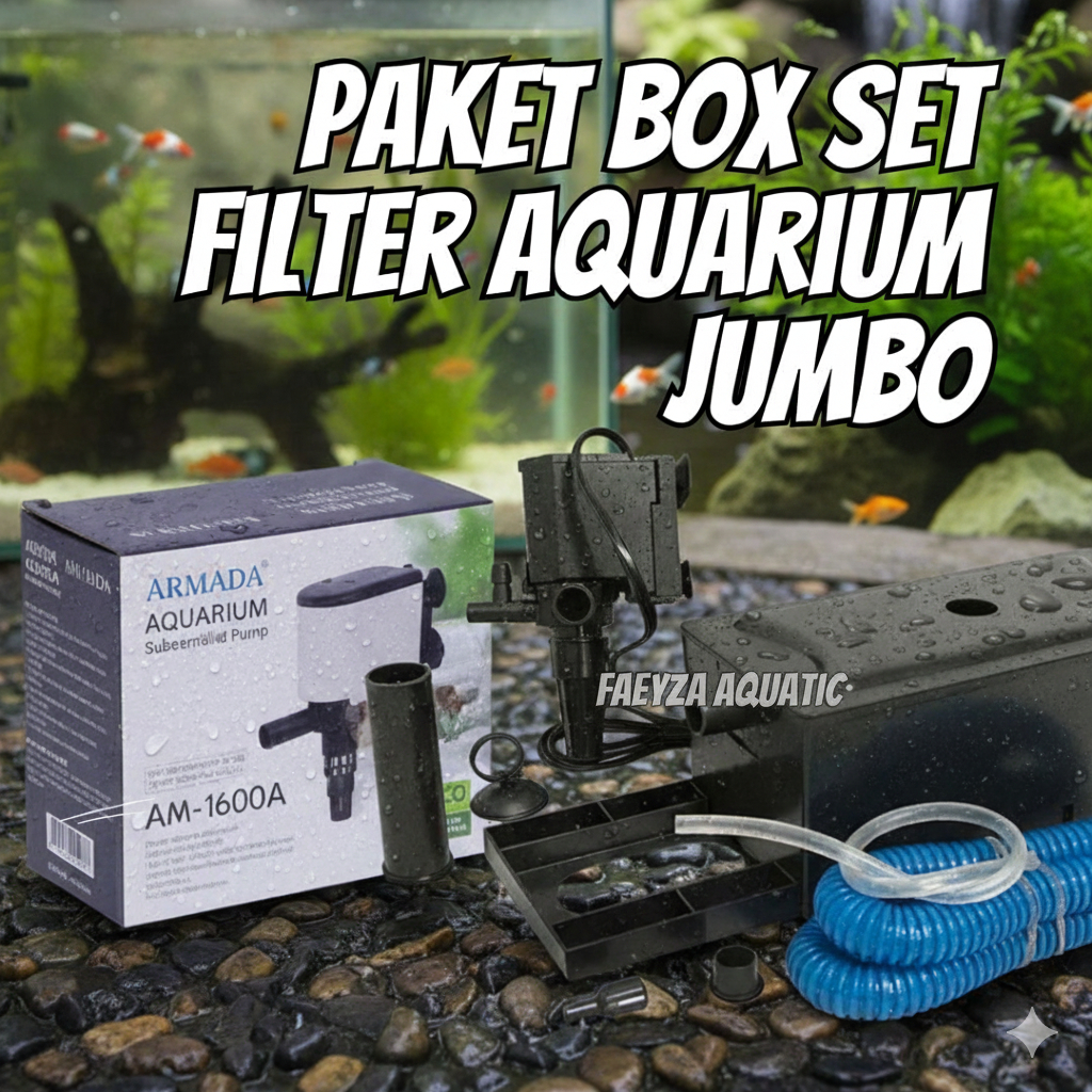 Paket Box Set Filter Aquarium Jumbo 1600A - Mesin Pompa Filter Aquarium 1 Set Besar 1400L/H