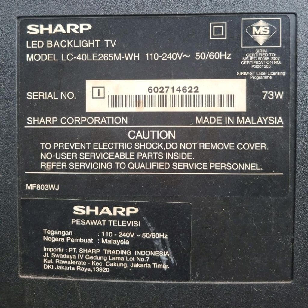 MB Sharp lc40le265m...ori..