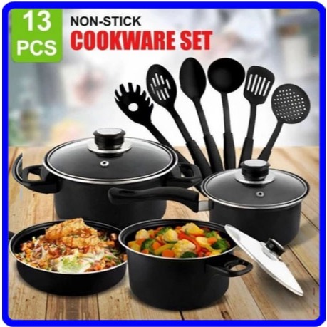 Cookware Set / Alat Masak 1 Set 13 Pcs / Panci Masak Set / 13 Pcs / Panci Serbaguna Lengkap Untuk Ma