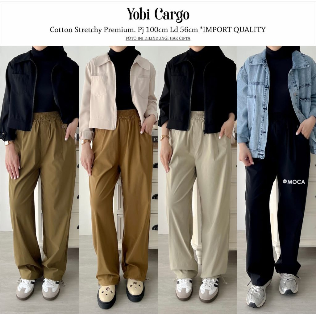Yobi Cargo Pants Celana Panjang Wanita Premium Original Ori Moca Berlabel