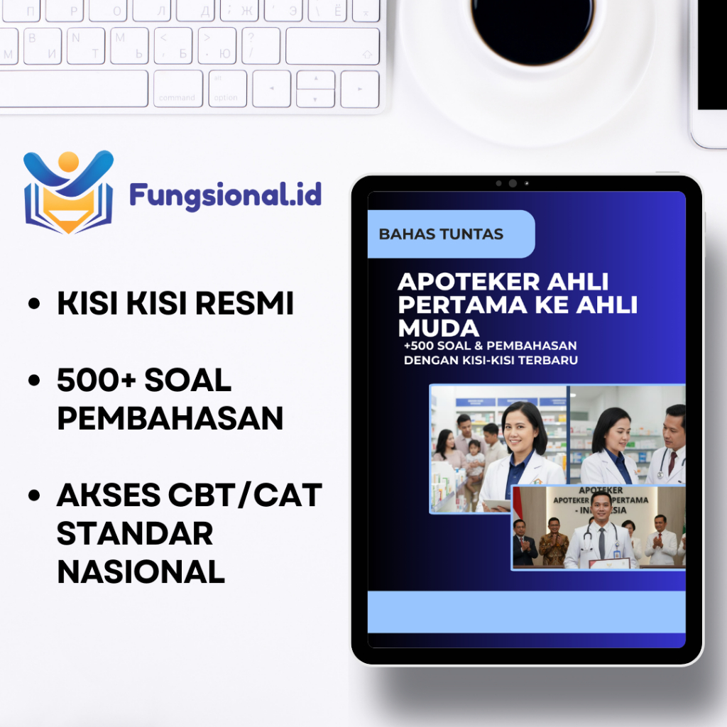 Bank Soal Apoteker Ahli Pertama ke Ahli Muda + Kunci Jawaban - Uji Kompetensi - CBT/CAT Modul Buku