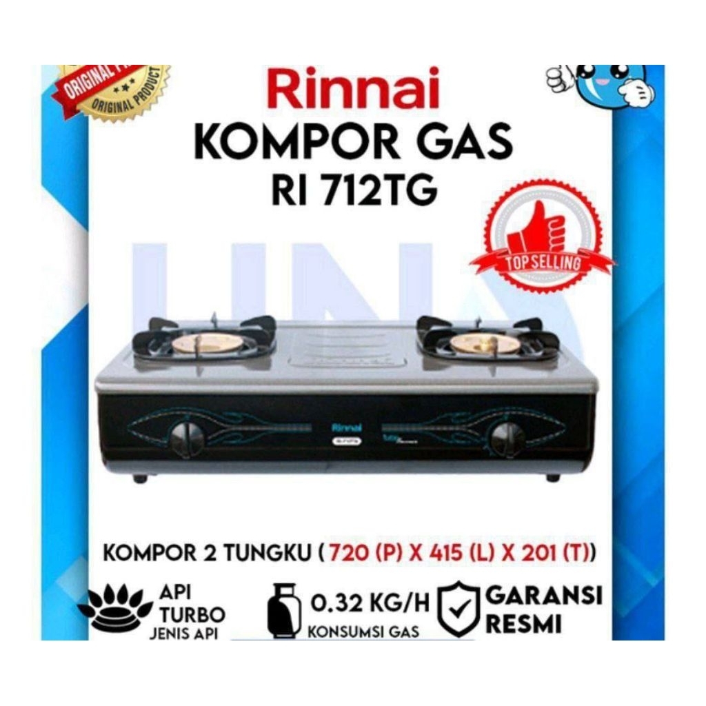 Kompor rinnai 2 tungkuRi 712tg
Api turbo