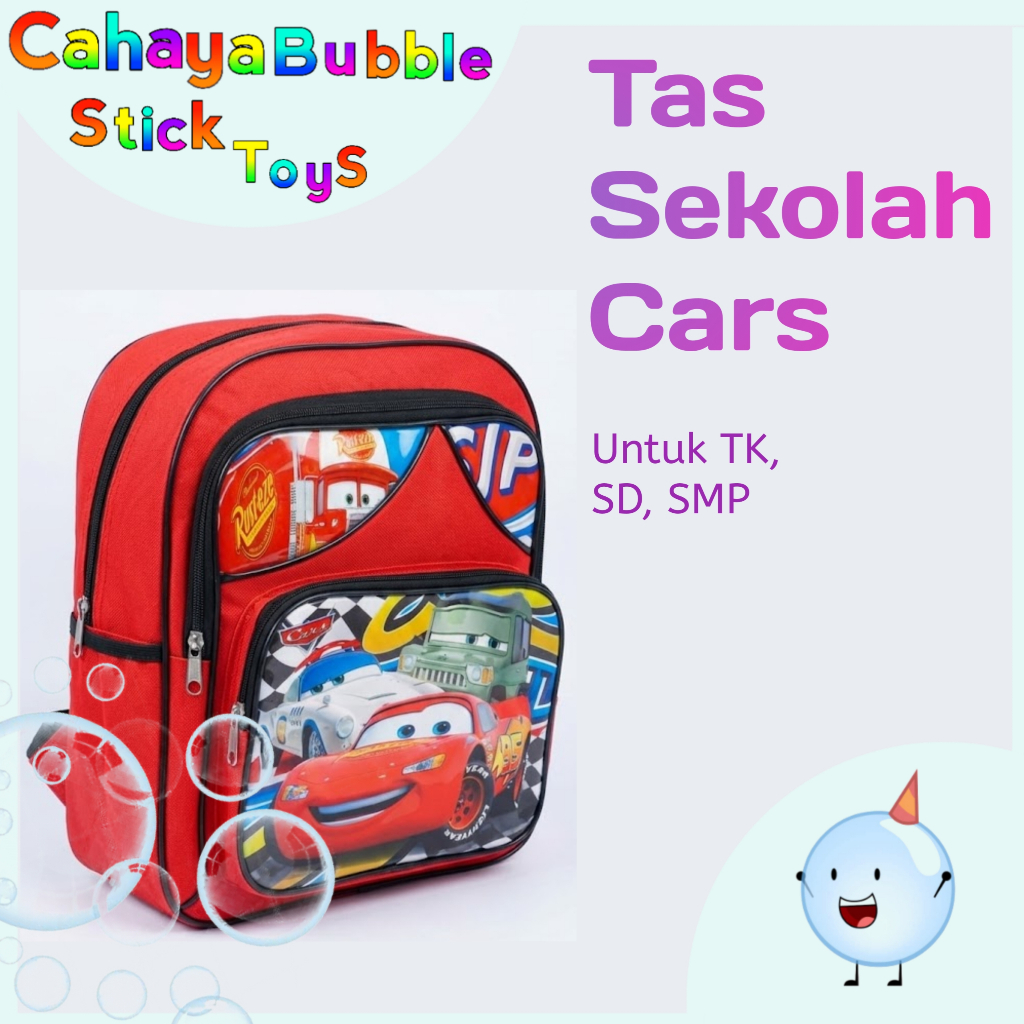 Tas Sekolah Anak Kartun CARS | Tas Ransel Anak Laki-Laki | Tas Anak TK SD Ringan & Kuat