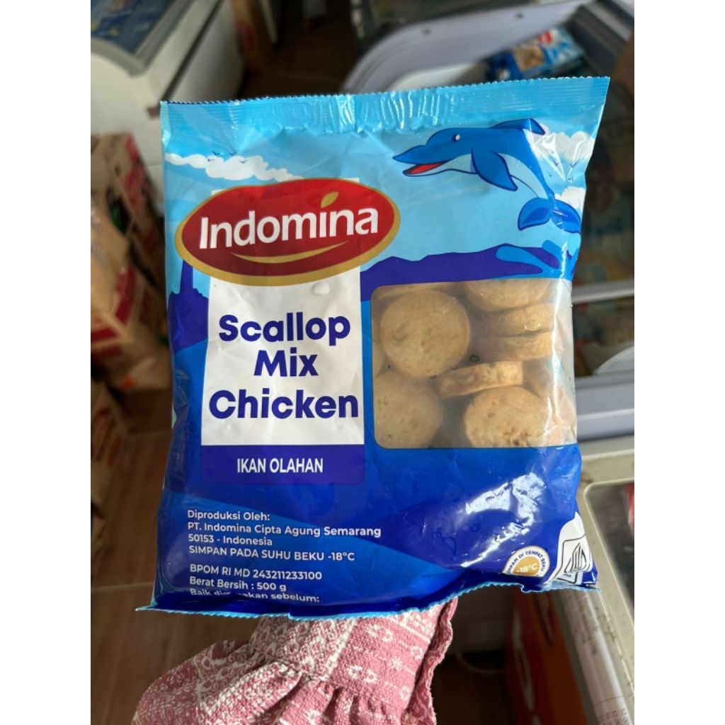 Indomina Scallop Mix Chicken 500g Frozen food cik ntik Jambi cemilan jajanan seblak korea jepang