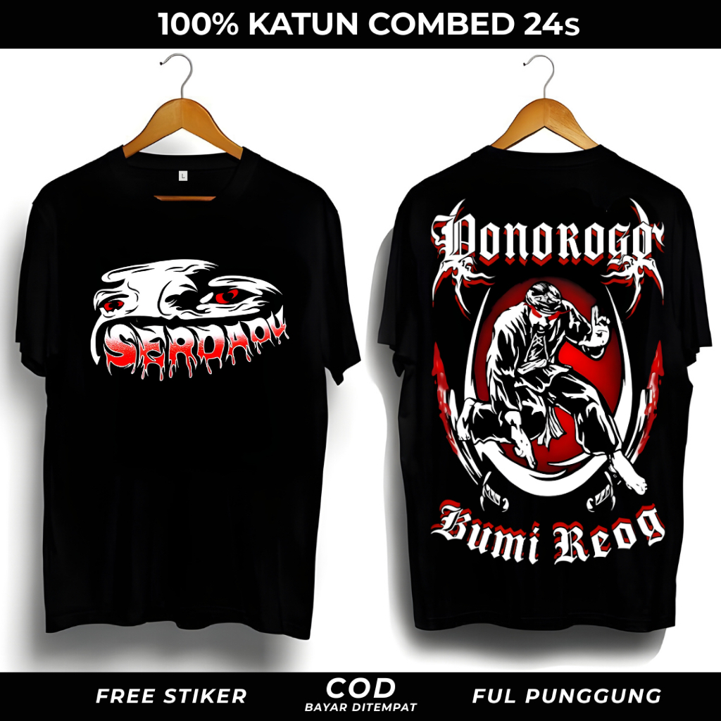Kaos Serdadu Ponorogo Bumi Reog PSHT Katun Combed 24s Premium Tebal Kuat Awet Free Stiker Promo