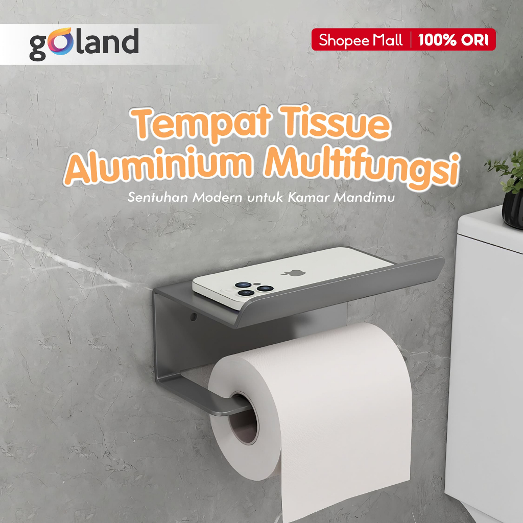 Goland - Rak Tempat Tisu & HP Toilet - Tempat Penyimpanan Tisu Unik - Rak Gantungan Dinding Tisu