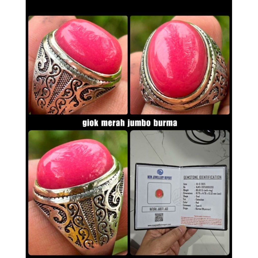 giok merah jumbo kristal asli Burma myamar
