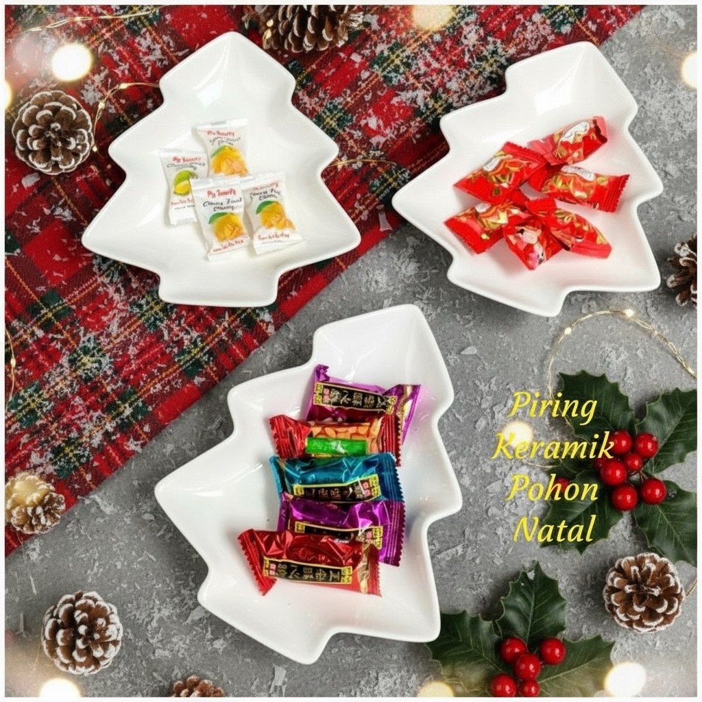 Piring Natal Unik Bentuk POHON NATAL Cocok untuk sajian snack Natal Dekorasi Natal Perlengkapan Nata
