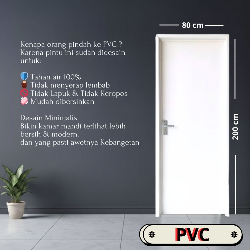 Pintu PVC 80x200 cm - Kamar Tidur / Kamar Mandi