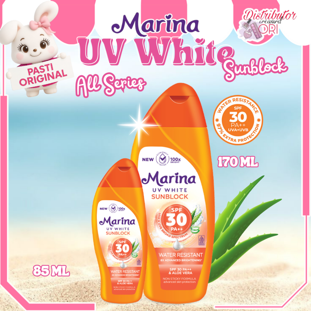 Marina UV WHite Sunblock SPF PA30+++  -BPOM | Distributor Cream Ori