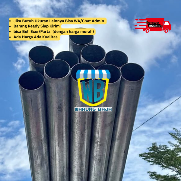 Besi Pipa Galvanis 1 1/2" - pipa galvanis 1 setengah inch - warungbaja - pipa besi - besi murah