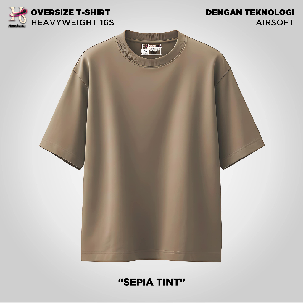 Haoshoku Kaos Oversize 16s Tebal Sepia Tint