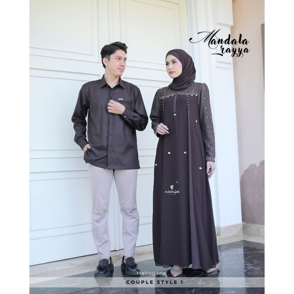 Sarimbit Mandala Rayya Famset Keluarga Lebaran Premium Terbaru 2026 by Sukahijab Warna Mahogany