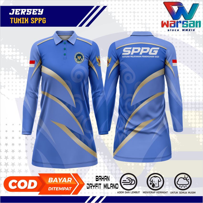 TUNIK SPPG / JERSEY SATUAN PELAYANAN PEMENUHAN GIZI WANITA / BAJU SPPG WANITA PANJANG / DRESS SPPG