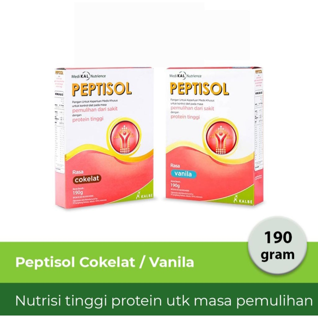 Peptisol susu rasa vanila / cokelat 190 gram
