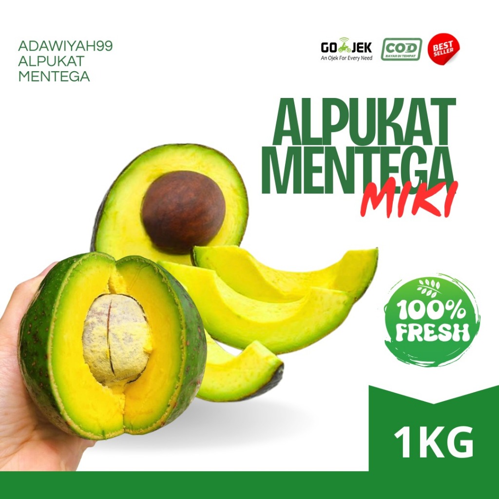 [SUDAH MATANG] Alpukat Miki Jumbo Mentega 1 Kg | Daging Tebal Manis Lembut | Buah alpukat miki super