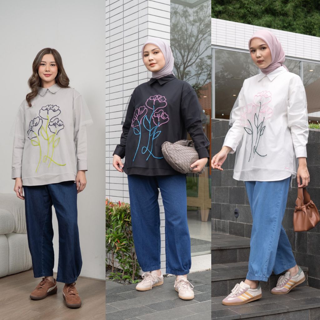 Rurik SASY SHIRT | BLACK, GREY, WHITE | ATASAN WANITA RURIK ORIGINAL